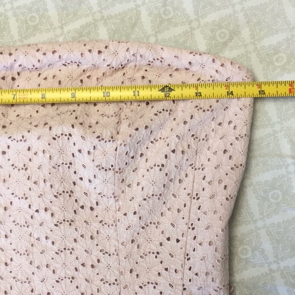 Soft Pink Lace Eyelet Strapless A Line Dress 100% Cotton Fully Lined Size 6 - Picture 9 of 14